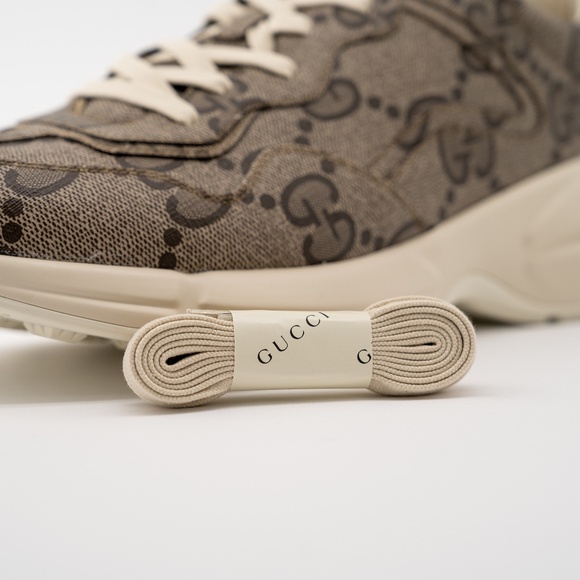 Size 15.5G - Gucci 100 Rhyton Sneaker Beige Monogram Macro GG Canvas - Picture 8 of 13
